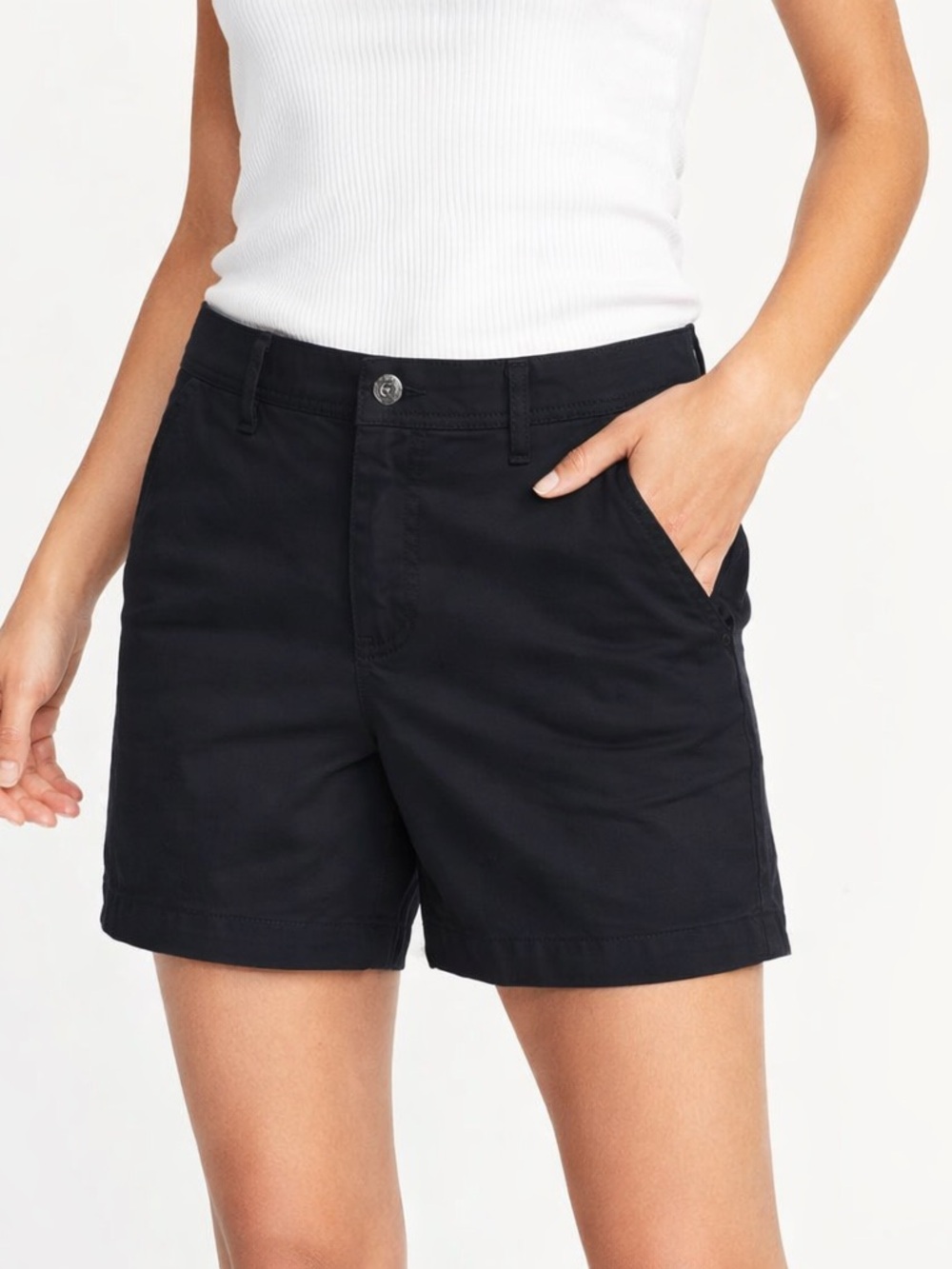 Old Navy Black Chino Shorts Size 4 Mid Rise Stretch Casual